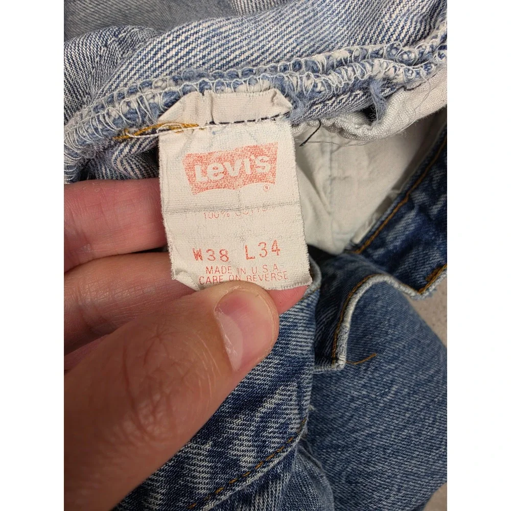 Vintage Levi's 501 Jeans Mens 38x34 Fit 36x34 Blue USA Made Button Fly Denim 80s